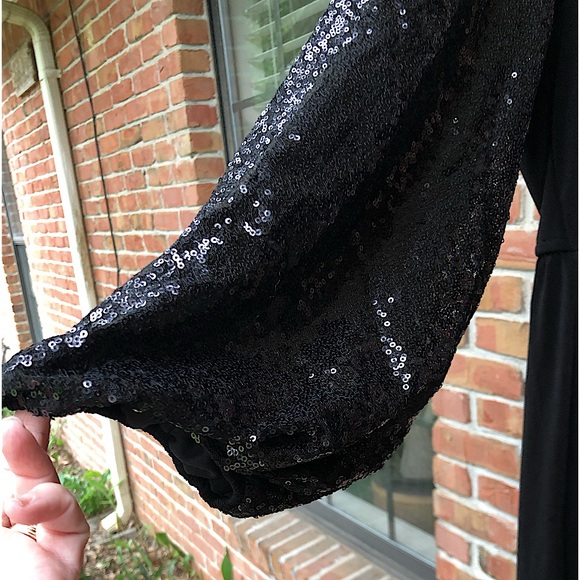 Signature by Robbie Bee Sequined Sleeve Wrap Tie Dress Size 2X - Picture 5 of 12